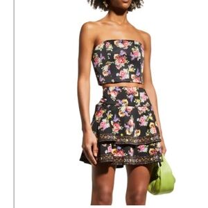 Alice + Olivia Ceresi Magnolia Floral Smocked-Back Bandeau